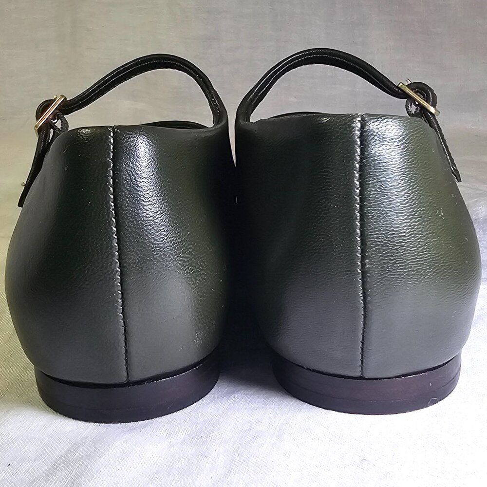 Vince Brody Genuine Leather Mary Jane Ballet Flat EU40 US9 Eden Dark Olive - Picture 7 of 13